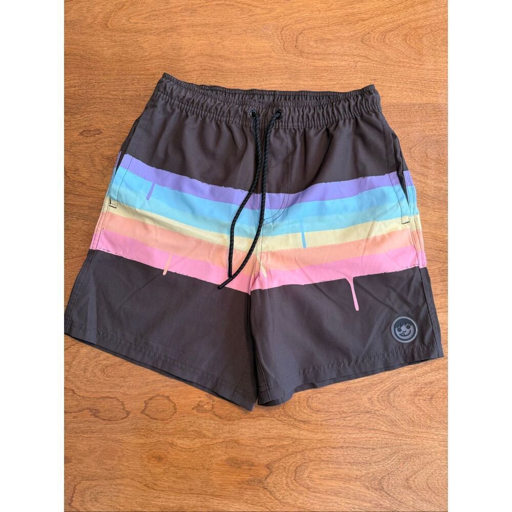 Neff Kids' Rainbow Stripe Pastel Stretch Board Swim Shorts Multicolor Medium